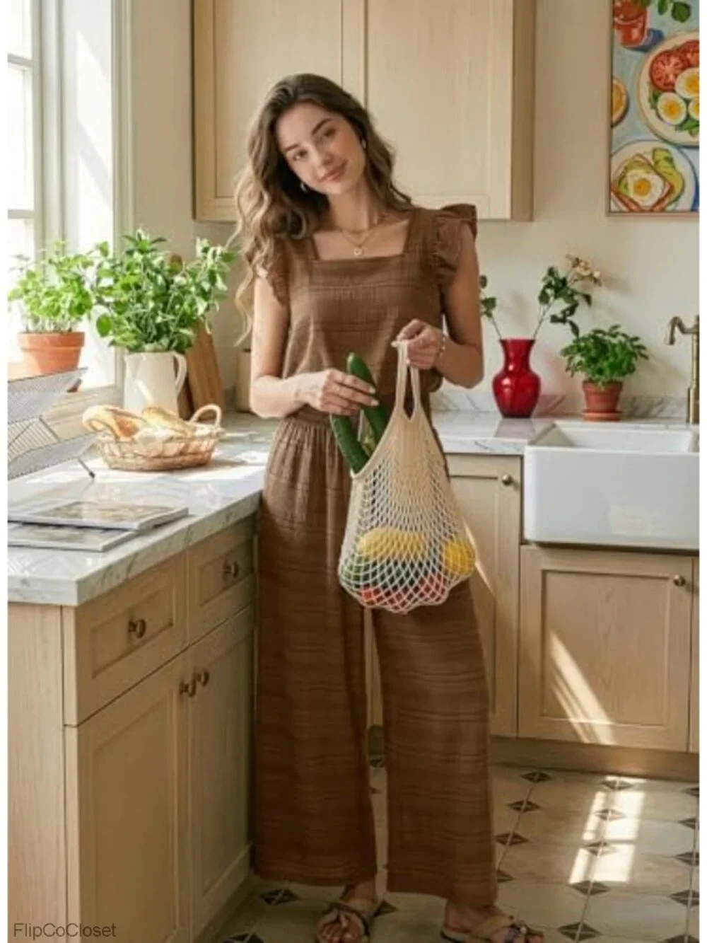 Womens Casual Loose One Piece Jumpsuit Square Neck Wide Leg Smocked Waist Short